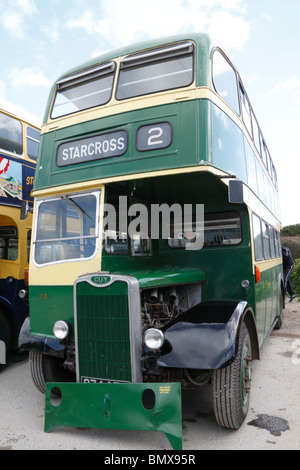 Classic Green Double Decker Bus Stock Photo