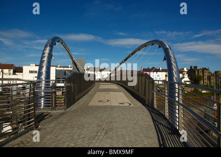 The Stainless Steel Celtic Gateway Bridge,Holyhead,Anglesey,North Wales,Britain,UK. Stock Photo