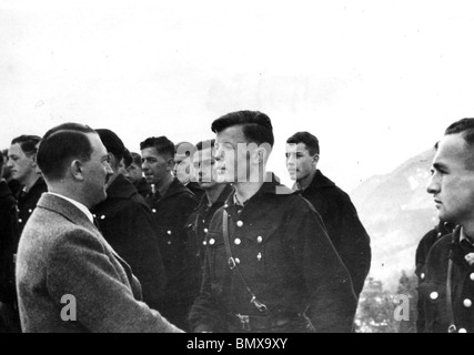 ADOLF HITLER inspects members of the Hitler Youth Stock Photo