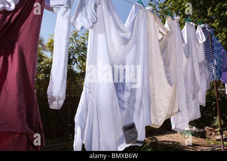 Clothes on the washing line Stock Photo