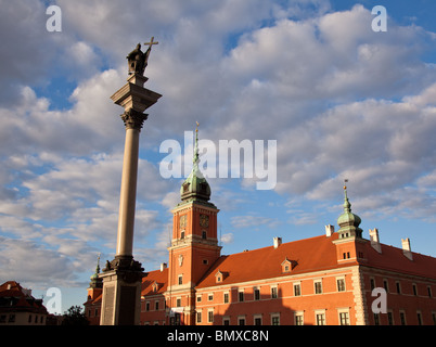 Royal Palace and statue of Zygmunt in old town square in Warsaw Poland Stock Photo