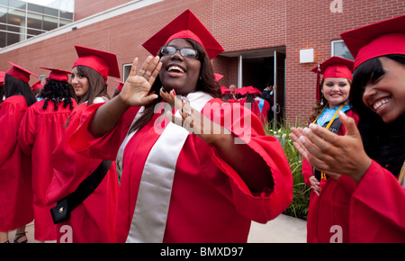 High school graduation ceremony at KIPP Academy, a nationally-recognized alternative education program in Houston, Texas Stock Photo