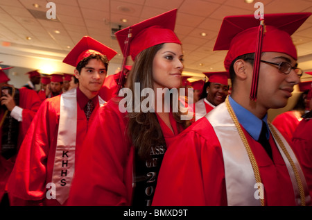 High school graduation ceremony at KIPP Academy, a nationally-recognized alternative education program in Houston, Texas Stock Photo