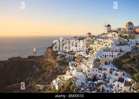 Greece, Cyclades, Santorini, Oia Town and Santorini Caldera Stock Photo