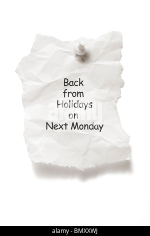 Torn Paper with Pushpin and Message Stock Photo