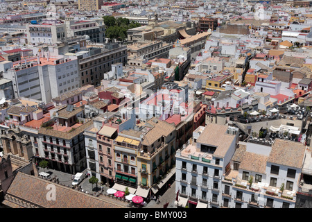 View over the center of Seville from the top of the Giralda tower Seville Andalucia Spain Europe Stock Photo