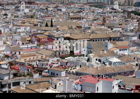 View over the Santa Cruz area of Seville from the top of the Giralda tower Seville Andalucia Spain Europe Stock Photo