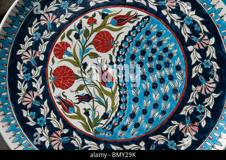 Hand painted Armenian ceramic for sale at an Armenian tile workshop East Jerusalem Israel Stock Photo