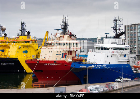 Ships in Aberdeen Harbour Stock Photo