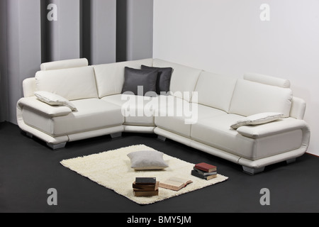 A modern minimalist living-room with furniture Stock Photo