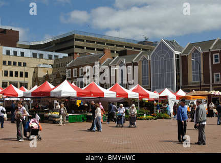 Market in Market Square, Northampton, Northamptonshire, England, UK Stock Photo