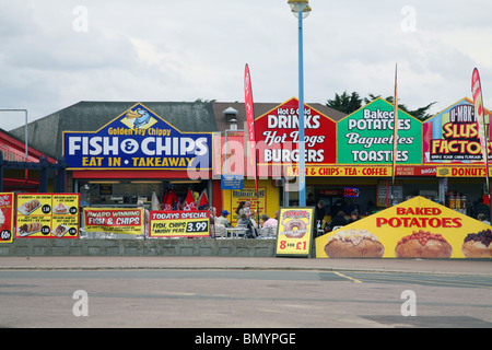 Cafes and take-away's  on the seafront near  Skegness pier Stock Photo