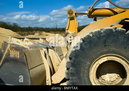 Front end of a loading shovel in a quarry in Yorkshire, England, UK Stock Photo
