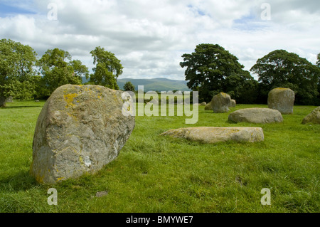 'Long Meg and her Daughters' stone circle, also known as Maughanby Circle, near Penrith, Cumbria, England, UK Stock Photo