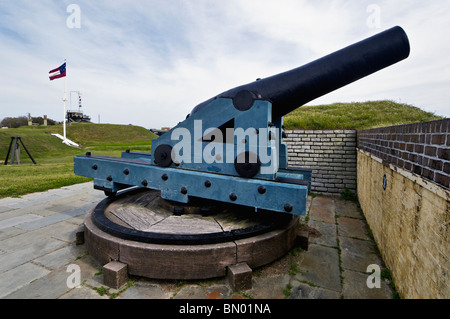 Canon on the Wall at Fort Moultrie on Sullivan's Island in South Carolina Stock Photo