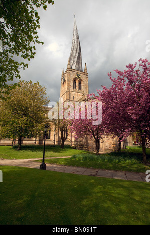 St.Marys and All Saints church with the famous Crooked Spire of Chesterfield Derbyshire East Midlands England United Kingdom