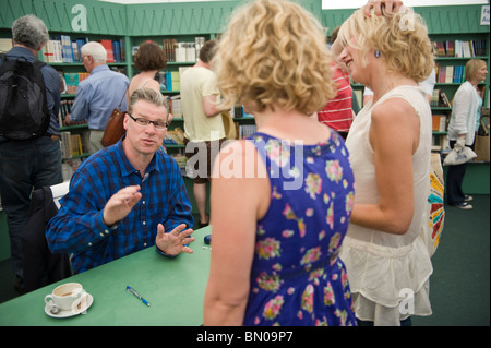 Mark Kermode book signing where authors meet their fans at Hay Festival 2010 Hay on Wye Powys Wales UK