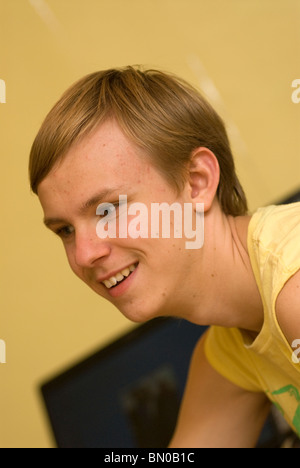 Young boy who has mild autism, Sutton, UK. Stock Photo