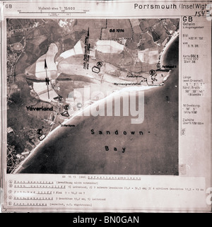 Sandown Bay, Yaverland & Culver Cliffs -Isle of Wight 3rd September 1939 Fortifications Luftwaffe Aerial Image Blitz Stock Photo