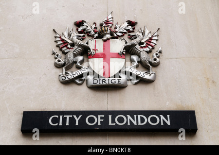 Domine  Dirige Nos city of London Coat of Arms, London, England, UK Stock Photo