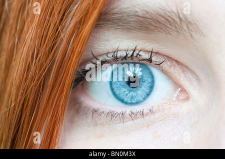 girl with beautiful blue eyes and red hair Stock Photo