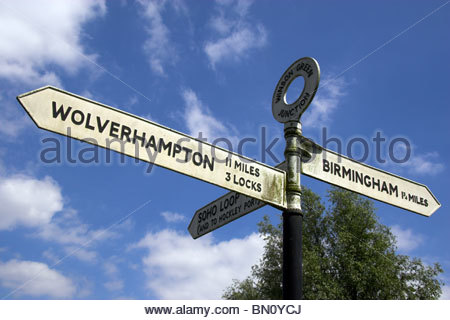birmingham wolverhampton canal midlands signpost west alamy sign