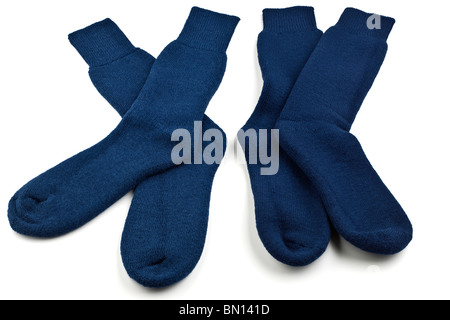 Two Pairs of mens size 8 to 11 wool and nylon thick dark blue thigh socks Stock Photo