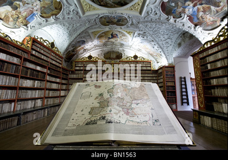 Strahov Theological Hall - Original Baroque Cabinets, Prague Stock Photo