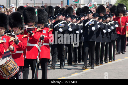 Britain's Prince Charles takes the salute at the Armed Forces Day parade in Cardiff city centre Stock Photo