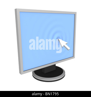 The three-dimensional model - the cursor has caused a wave on the screen. Stock Photo