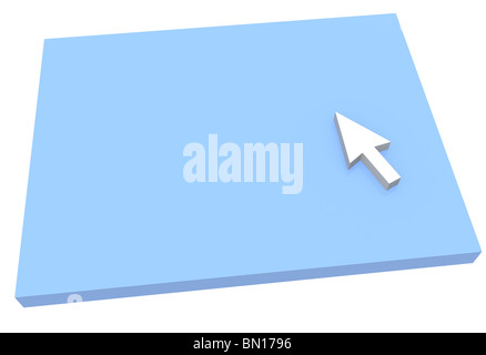 The three-dimensional model - the Cursor lays on the blue screen. There is a place for an inscription. Stock Photo