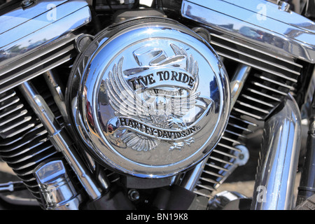 Close up of Harley Davidson motorcycle engine Stock Photo