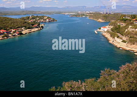 View from Castillo de San Pedro de la Roca, near Santiago de Cuba, Cuba Stock Photo