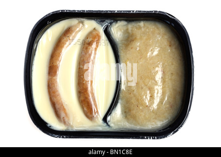 Ready-to-serve meal, convenience food. Precooked meals, the costumer only has to heat the packed meal up. Stock Photo