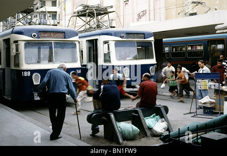 Ramleh tram terminal in Alexandria. Stock Photo