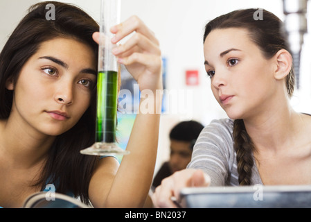 High school students in chemistry class Stock Photo