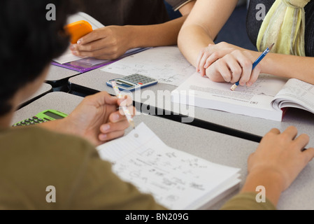 Students studying mathematics, cropped Stock Photo