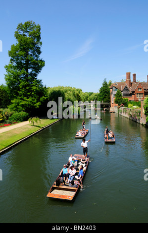 Punting on the River Cam, looking towards the Jerwood Library at Trinity Hall College, Cambridge, England, UK Stock Photo