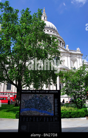 City of London map by St.Paul's Cathedral, Ludgate Hill, City of London, London, England, United Kingdom Stock Photo