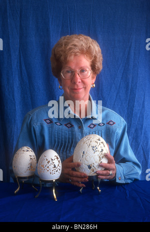 Ostrich egg decorator Stock Photo