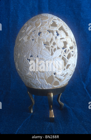 Carved Ostrich egg Stock Photo