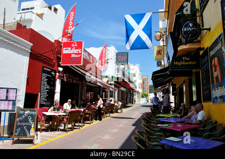 Street with bars, Carrer de Santa Agnès, West End, Sant Antoni de Portmany, Ibiza, Balearic Islands, Spain Stock Photo