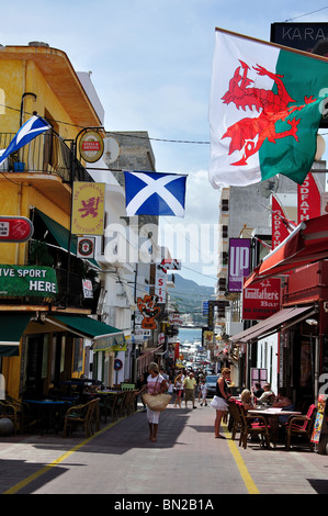 Street with bars, Carrer de Santa Agnès, West End, Sant Antoni de Portmany, Ibiza, Balearic Islands, Spain Stock Photo