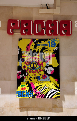 Pacha shop sign, Cala San Mateo, West End, Sant Antoni de Portmany, Ibiza, Balearic Islands, Spain Stock Photo