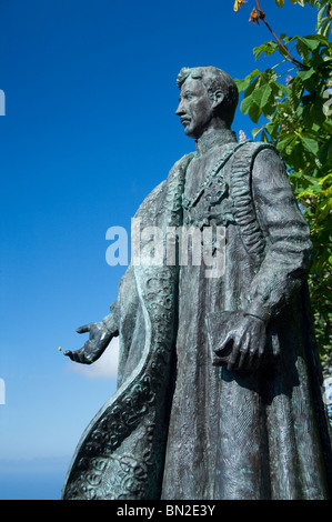 Portugal, Madeira, Monte. Statue of Beato Carlos de Hapsburg, Emperor Charles I of Austria, the last Hapsburg Holy Roman Emperor Stock Photo