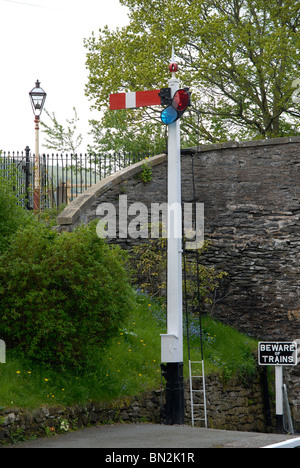 Signal, Llangollen Railway, Carrog Station, Wales, UK Stock Photo