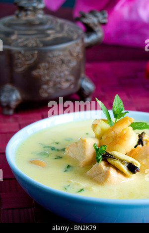 Curried seafood soup Stock Photo