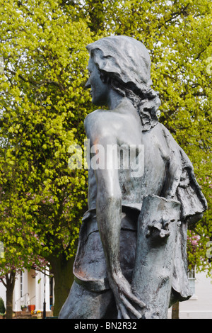 Statue of a young Captain James Cook on village green in Great Ayton, North Yorkshire, England, UK Stock Photo