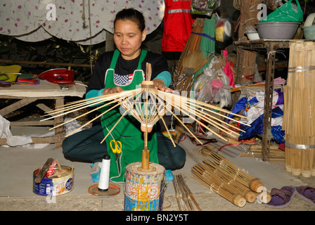 The Umbrella Factory, Borsang village, Chiang Mai, Thailand, Asia Stock Photo