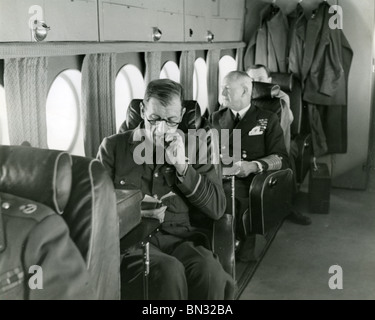 SIR CHARLES PORTAL  seated in front of  Sir Andrew Cunningham flying to Yalta Conference February 1945. Photo Lewis Gale Stock Photo